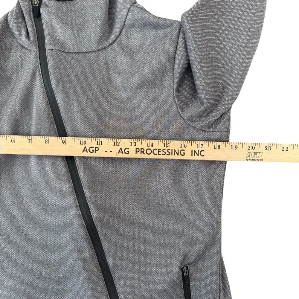 Holloway Ladies Small Gray Asymmetrical Zip Hooded Jacket Thumbholes Pockets k2